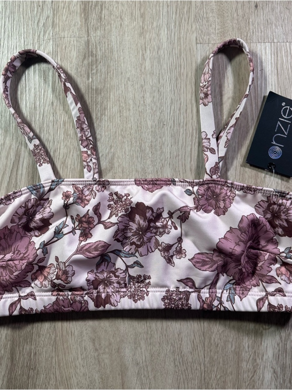 Onzie Pink Bralette with Mauve Floral Print